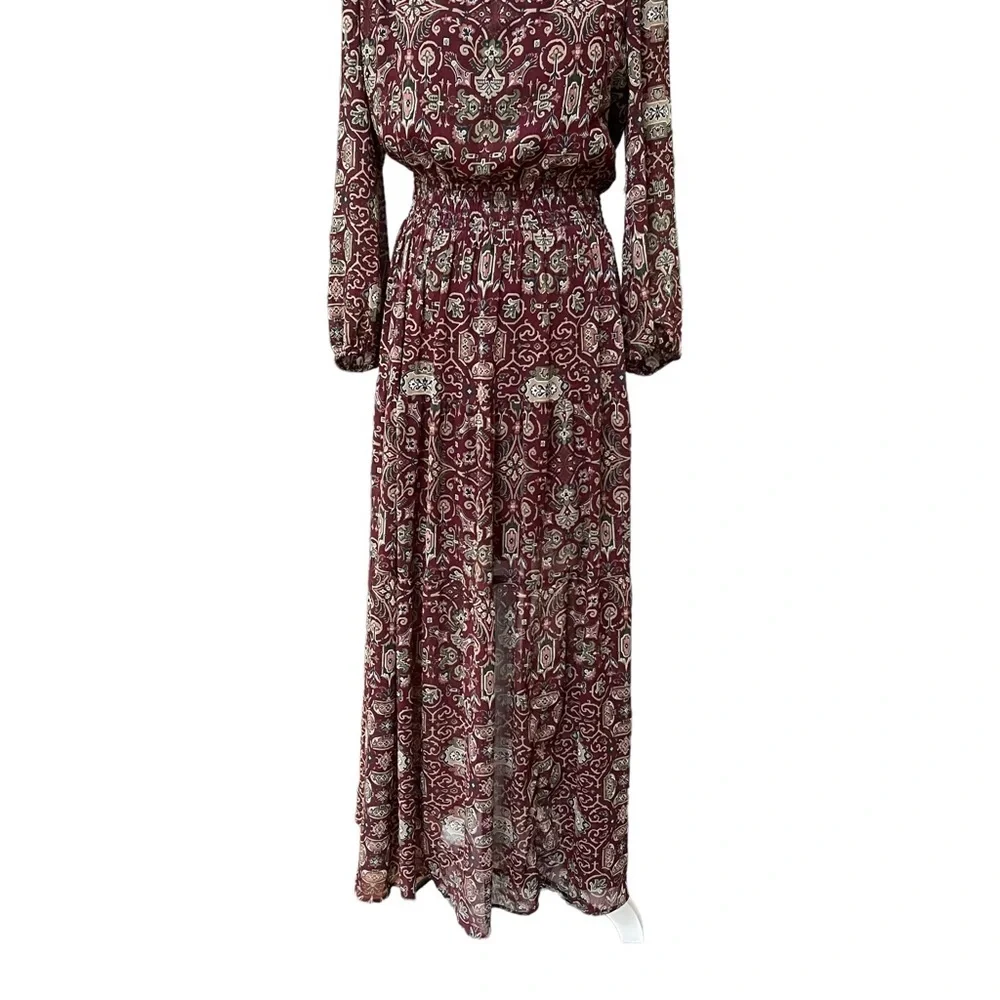Abercrombie & Fitch Boho Long Sleeve Floaty Maxi Dress with Floral Print Size: S